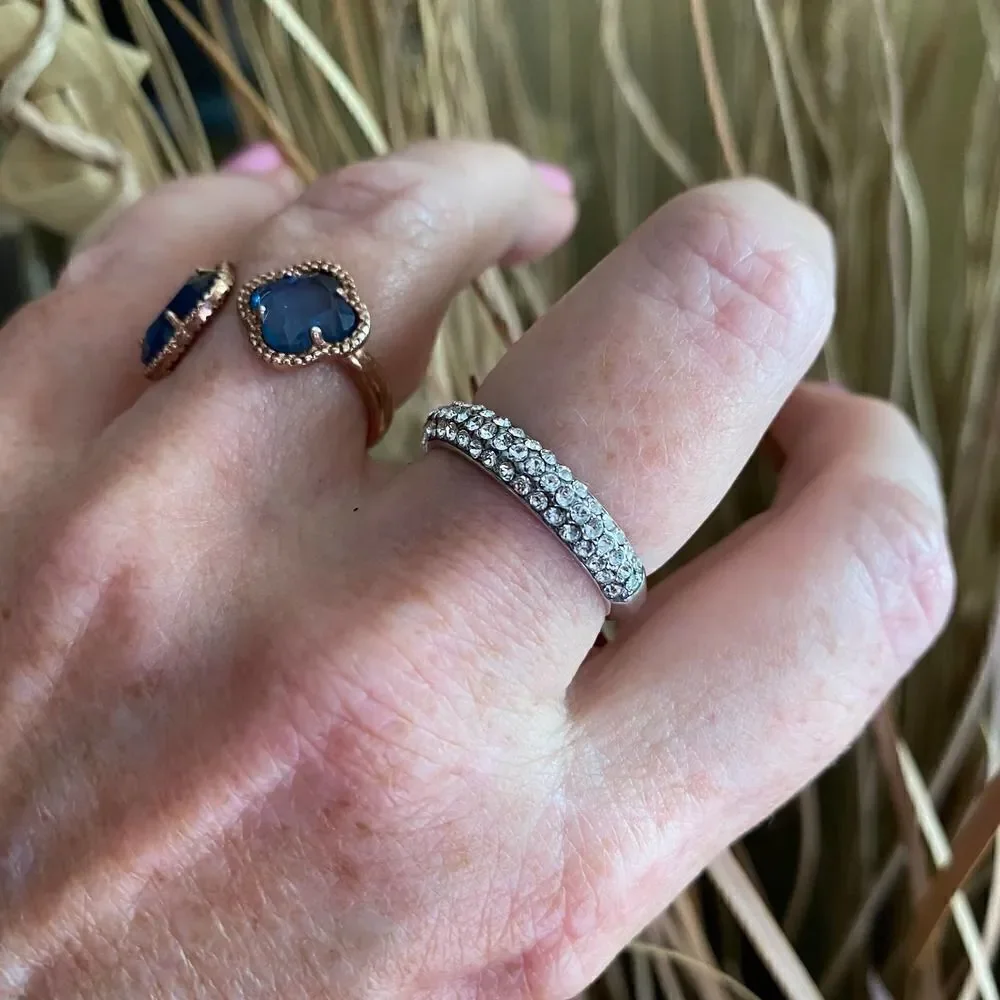 High polished Stainless Steel Ring with Top Grade Crystal in Clear